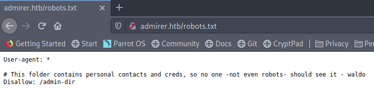 Admirer's robots.txt