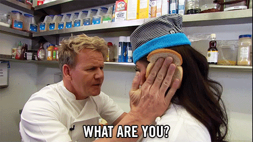 Gordon Ramsay calling a poor chef an "idiot sandwich".