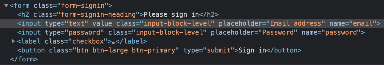 Looking at the form in source code.