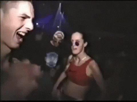 Some kind of '90s rave. I'm not really sure what's happening here, but they're dancing erratically.