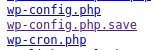 Directory listing enabled shows us a wp-config.php.save file.